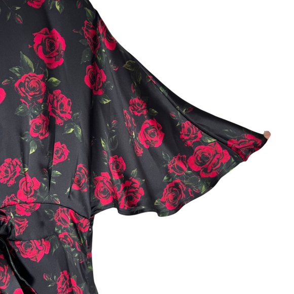Cami NYC 100% Silk Black Red Rose Floral Mini Dress Sz S - Picture 6 of 9